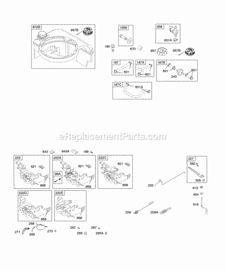 Controls Fuel Supply Governor Spring Diagram and Parts List for 12F802-1788-B1  Briggs and Stratton Engine